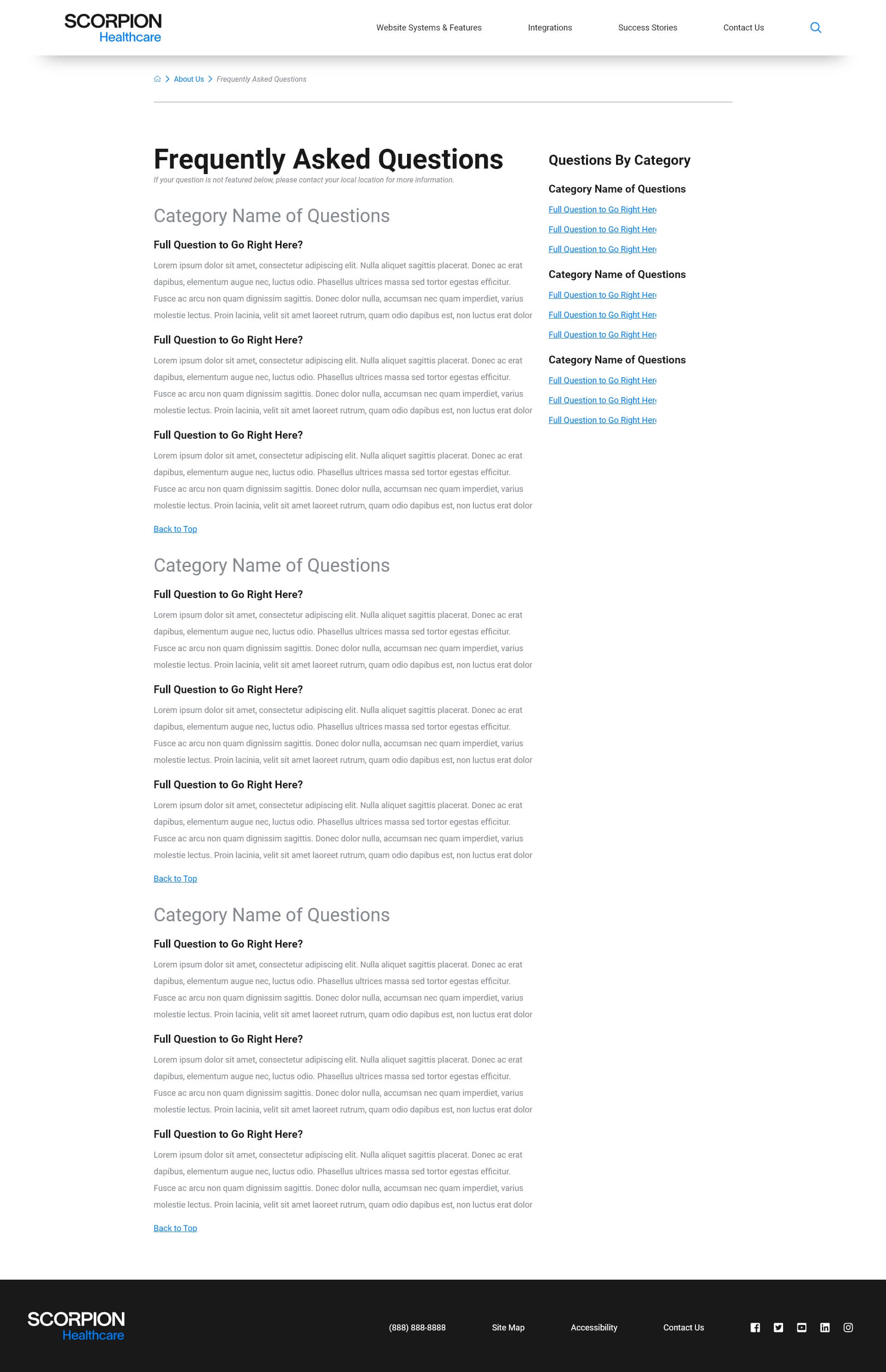 Mockup of faq page design for Healthcare Systems Design Framework