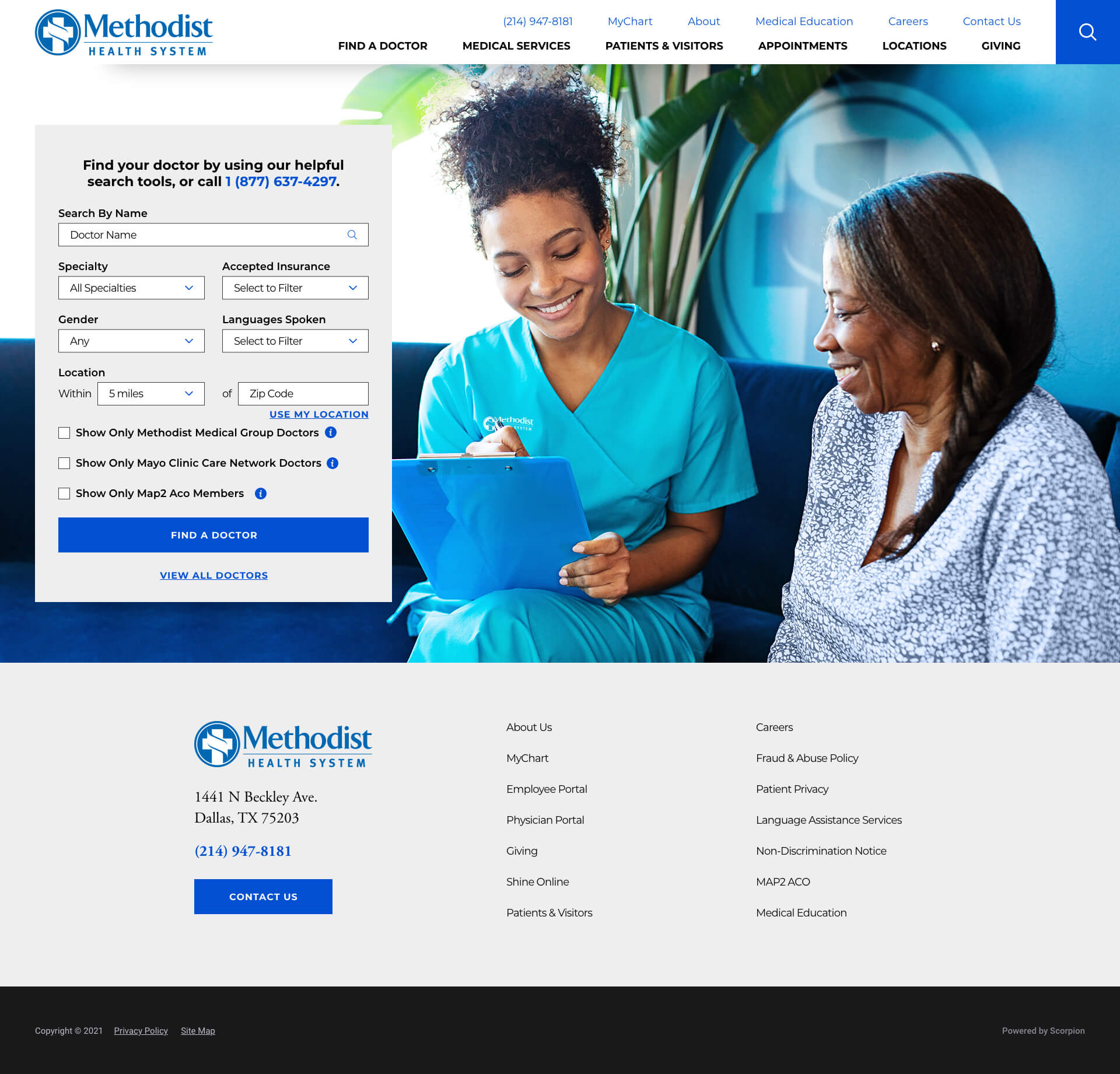 Mockup of provider page design for Methodist Health System