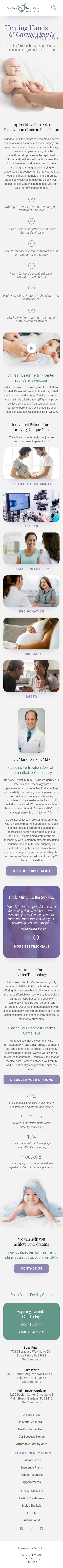 Mockup of mobile home page design for Palm Beach Fertility Center