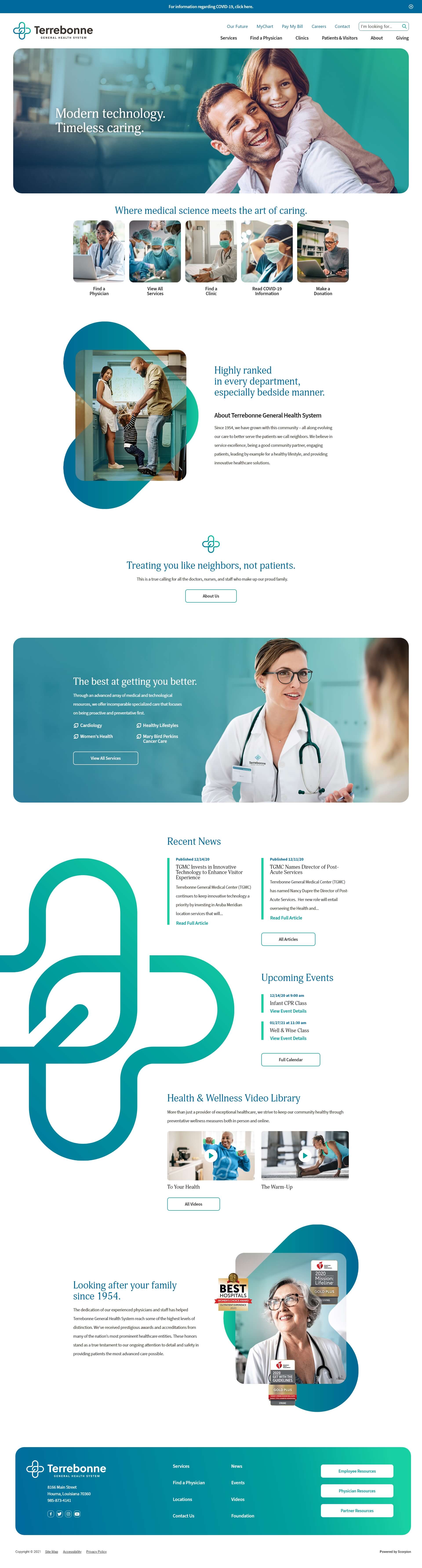 Mockup of home page design for Terrebonne General Health System